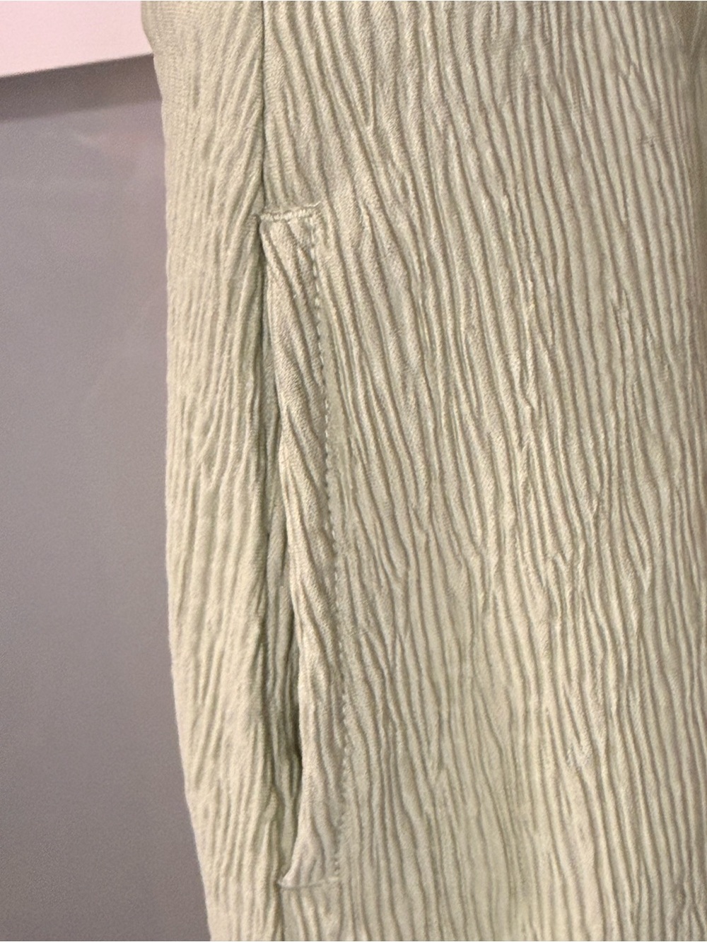 French Connection Sage Green Textured Pull-On Skort with Side Buttons - Picture 4 of 5